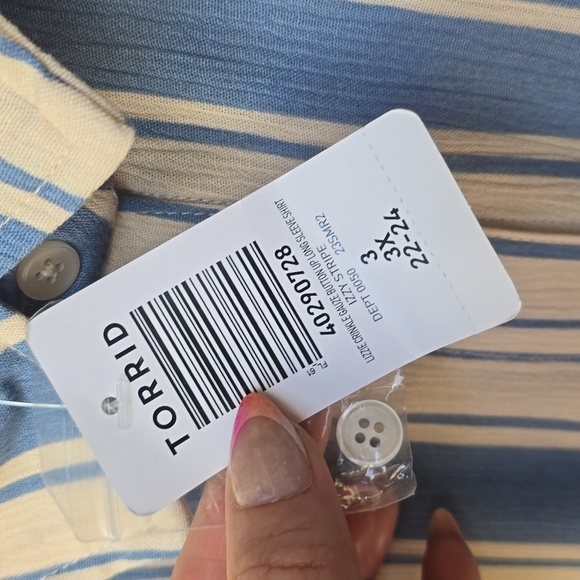 Torrid Lizzie Crinkle Gauze Button Up Stripe Skirt Maxi Set New 2x 3x - Picture 11 of 16